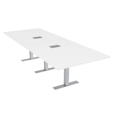 SKUTCHI DESIGNS 12 Person Conference Table With Power And Data, Large Rectangular Modular Table, White HAR-REC-48x143-T-ELEC-XD09